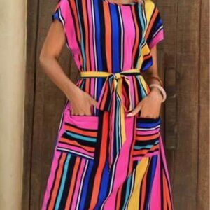 Ladies size XL striped print dress